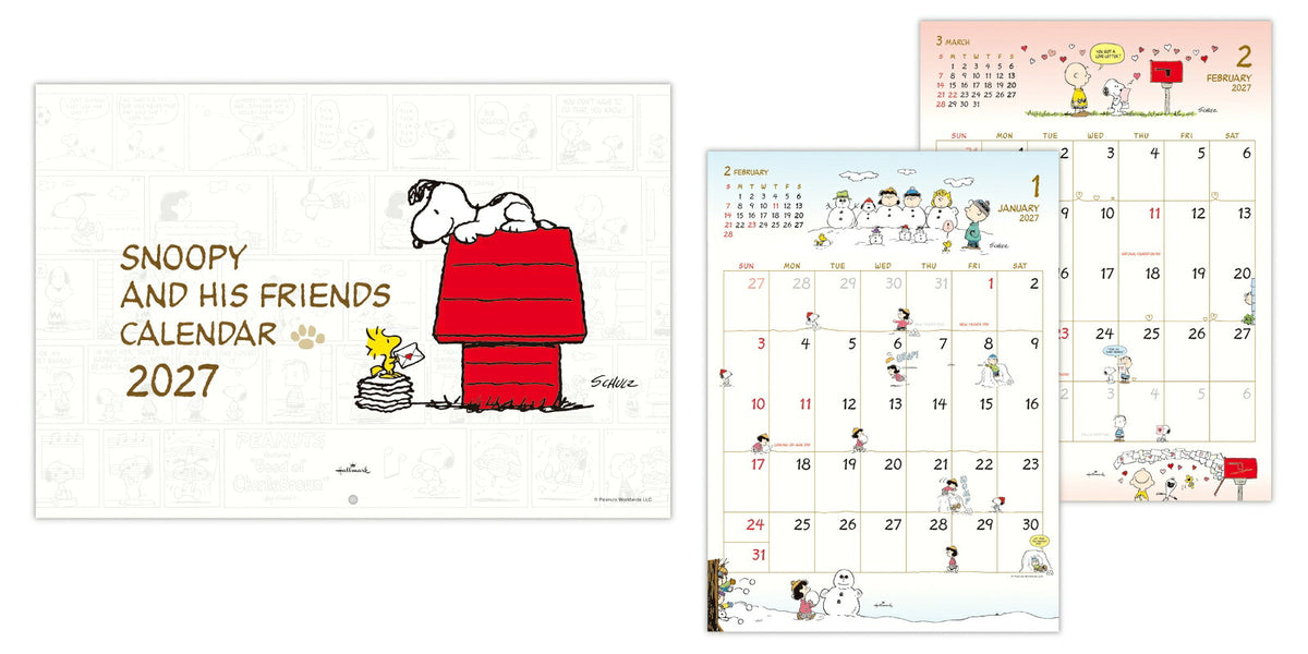 Snoopy Peanuts 2027 wall calendar large Hallmark Japan