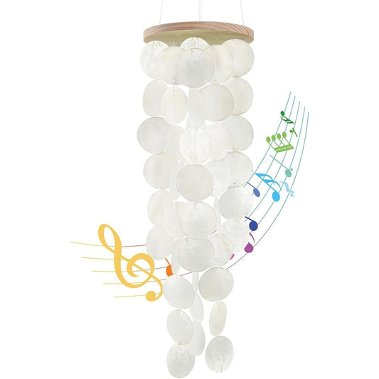Shell Wind Chimes Decoration, Handmade Capiz Shell, White, Natural Material, For Indoor and Outdoor, Souvenir, Gift, Gift, Shell Wind Chimes