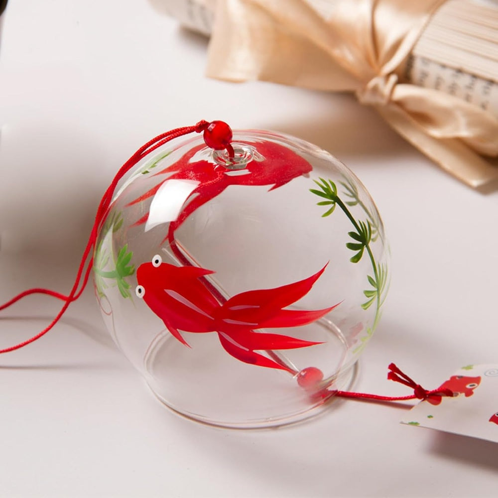 Wind Chimes, Goldfish, Cherry Blossoms, Glass Wind Chimes, Set of 4, Handmade Wind Chimes, Edo Chimes, Cute, Entryway Wind Chimes, Fashionable, Clear Sounds, Outdoors, Indoors, Goods, Good Luck, Gift, Stylish, Interior, Gift, Home Decoration (Goldfish)