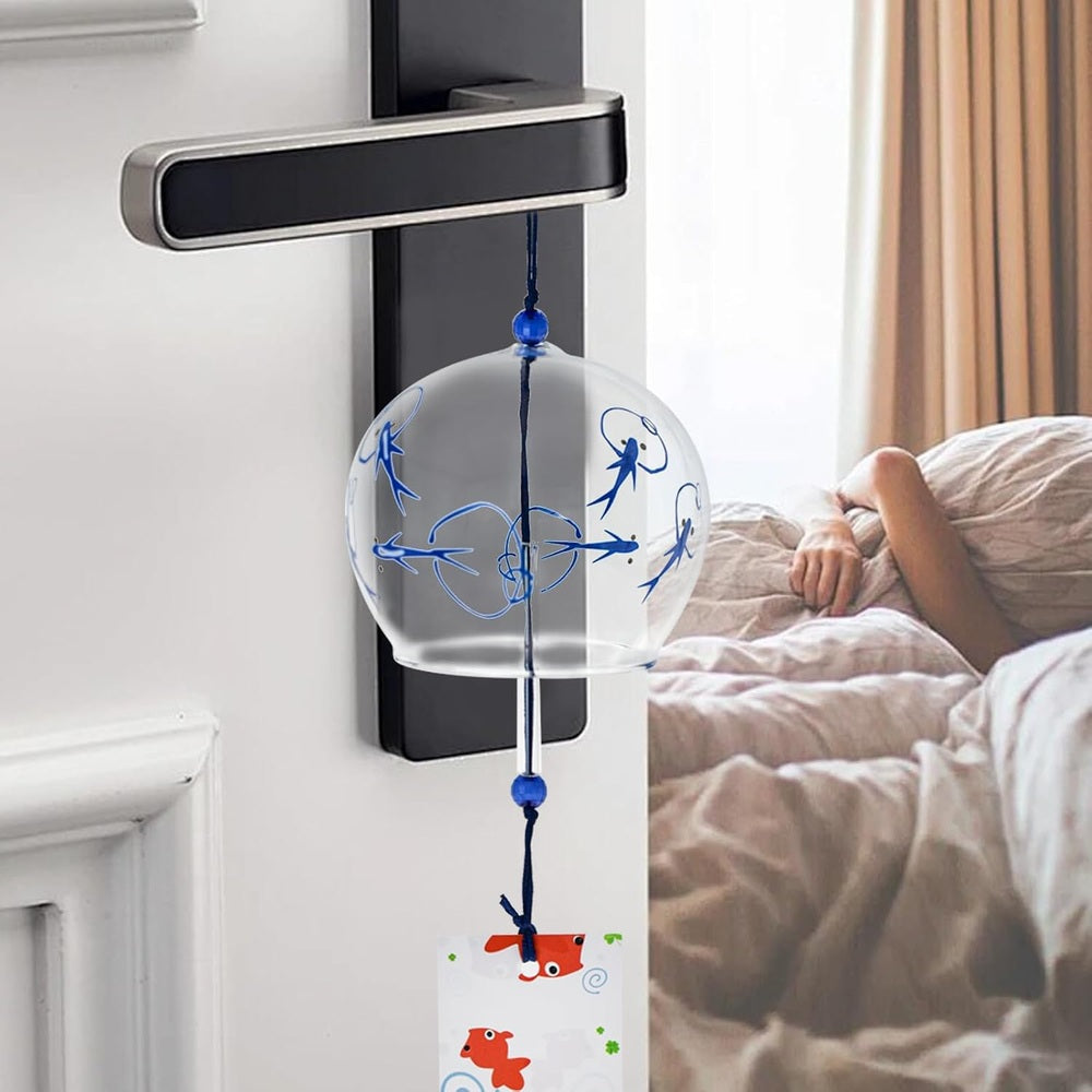 Wind Chimes, Goldfish, Cherry Blossoms, Glass Wind Chimes, Set of 4, Handmade Wind Chimes, Edo Chimes, Cute, Entryway Wind Chimes, Fashionable, Clear Sounds, Outdoors, Indoors, Goods, Good Luck, Gift, Stylish, Interior, Gift, Home Decoration (Goldfish)